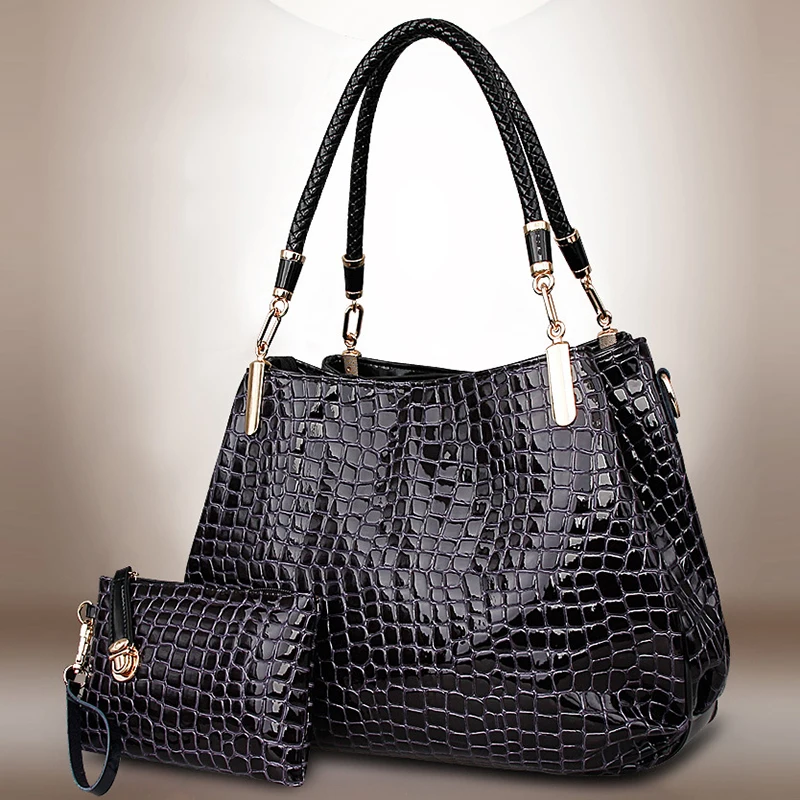 

Women Handbags Female Tote Bag Crocodile Big Shoulder Bags Coin/Wallet Bag Ladies Messenger Leather Crossbody Composite Bag