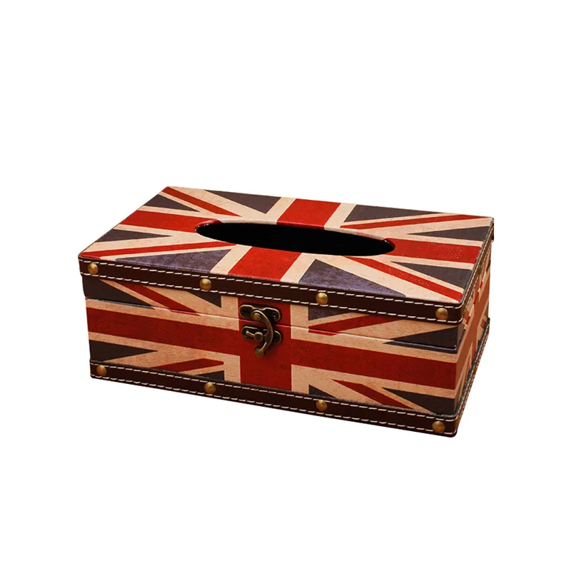 Union Flag Деревянная коробка для ткани контейнер для полотенец держатель для салфеток бумажный диспенсер Ретро держатель для салфеток чехол для украшения дома офиса - Цвет: Union Flag