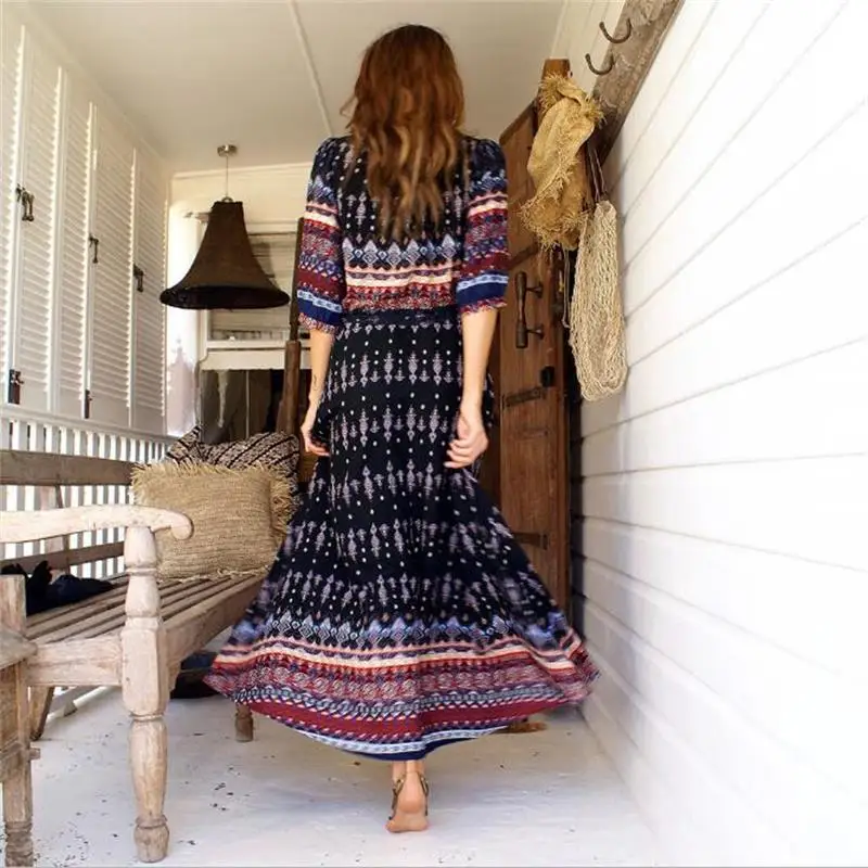 Женское длинное платье в стиле бохо с цветочным принтом ретро 2019|boho dress|maxi long dresslong
