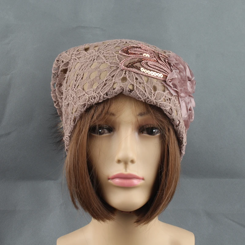 Осенняя шапочка-бини, шапка из меха норки с помпоном, шапки Skullies Beanies, женская модная повседневная кружевная сетчатая шапка, шапка с цветочным принтом, вязаная шапка с подкладкой