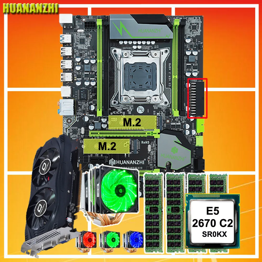 HUANANZHI X79 Pro Материнская плата с двумя M.2 NVMe SSD слот GTX750TI 2GD5 Процессор Intel Xeon E5 2670 C2 6 труб охладитель Оперативная память 32G(4*8G