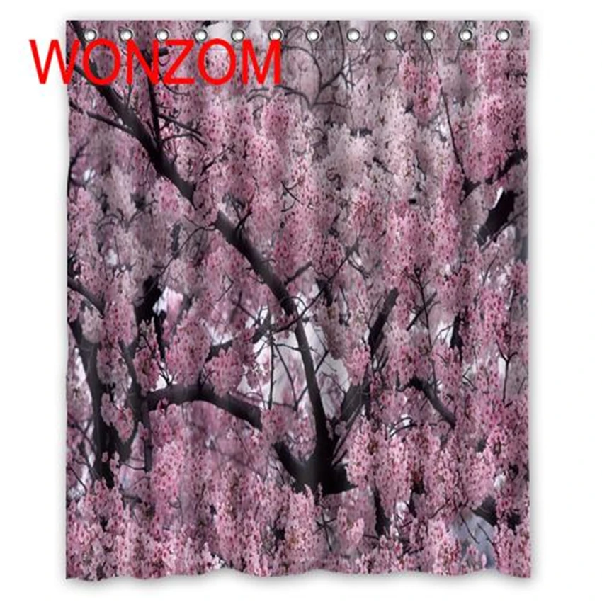 WONZOM Peach Blossom современные водонепроницаемые аксессуары из полиэстера элегантные занавески для душа для ванной комнаты ткань занавеска с крючками