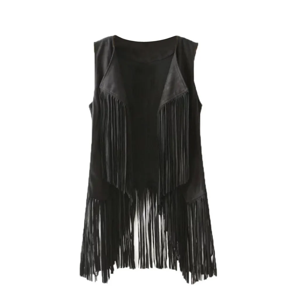 Женский жилет без рукавов с бахромой и кисточками | Женская одежда