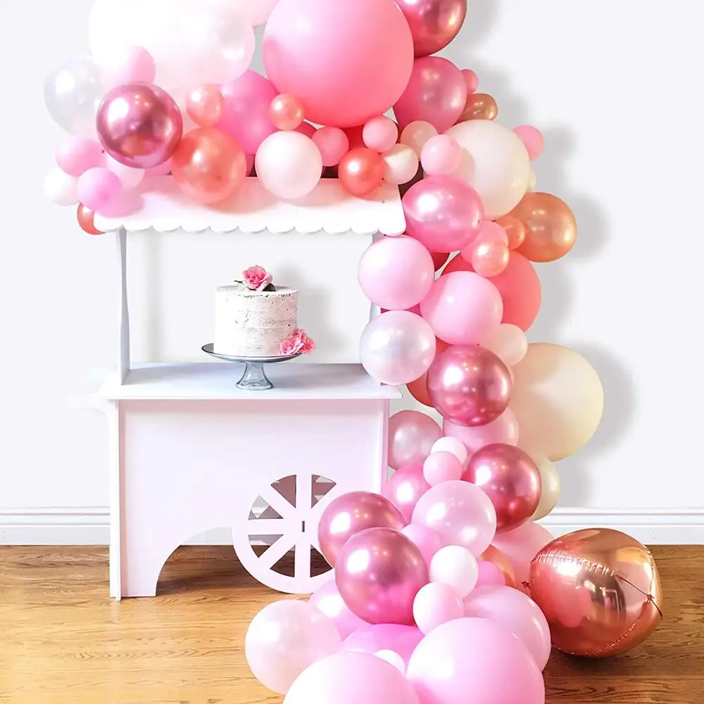 Розовый шар гирлянда арочный комплект 102 шт 5 &quot 18&quot розовое золото белые