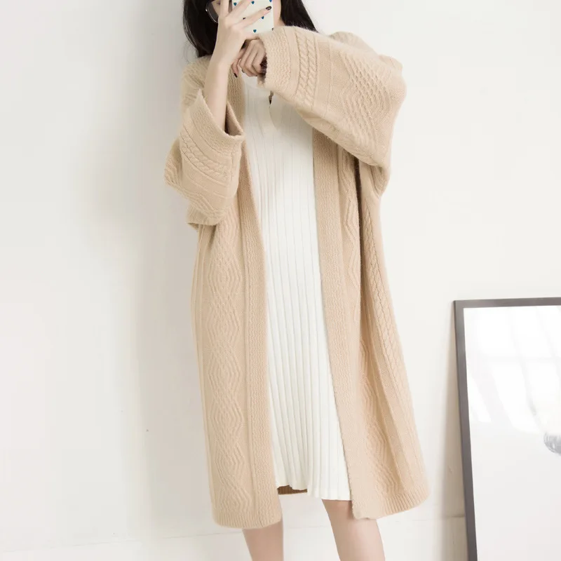 Long lazy style thick knit sweater cardigan coat belt Sweater mori girl 2018 autumn New |