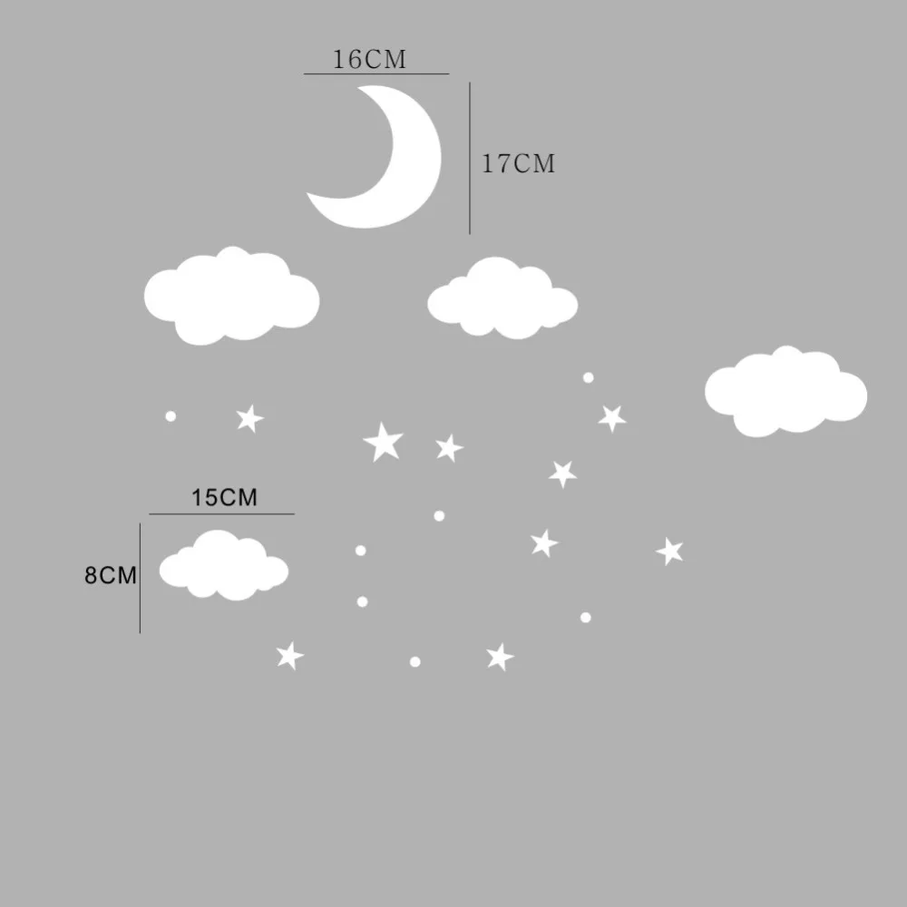 Наклейки на стену сделай сам с облаками звездочками точками луной детские