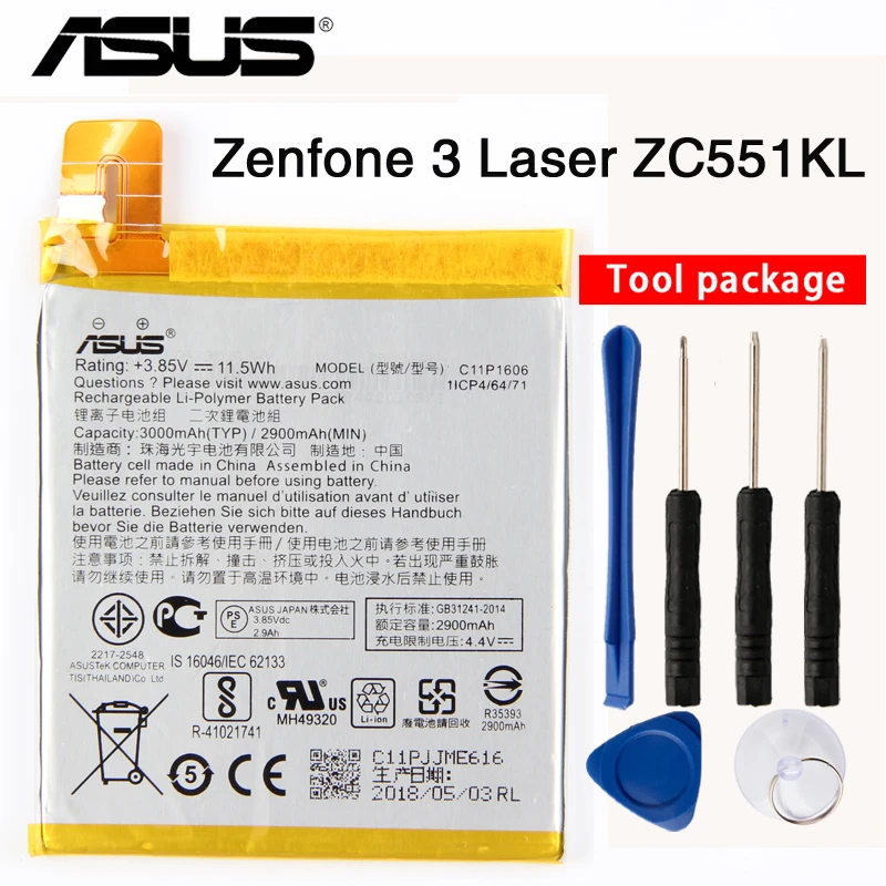 Аккумулятор ASUS высокой емкости C11P1606 для телефона ASUS Zenfone 3 Laser 5," ZC551KL 3000 мАч