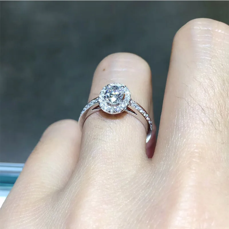 Женское кольцо для помолвки ANI 18 K белое золото (AU750) 0 77 CT GIA Certified G/SI1 овальная