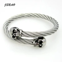 jsbao hot sale new fashion mens bangles jewelry 316l stainless steel punk metal skull bracelet highly polished great quality