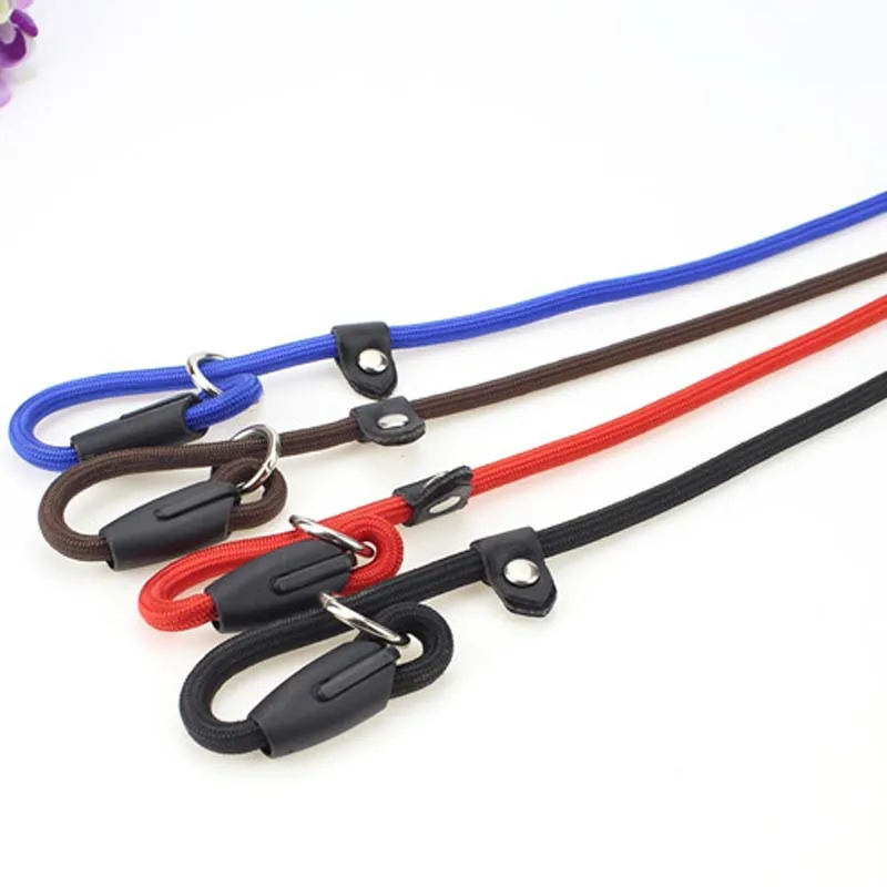 140cm Length 0.6/0.8/1.0cm Diameter Nylon Dog Leash Rolled Round Strong Slip Dog Lead Collar Pet Training Rope Correa Perro 10E