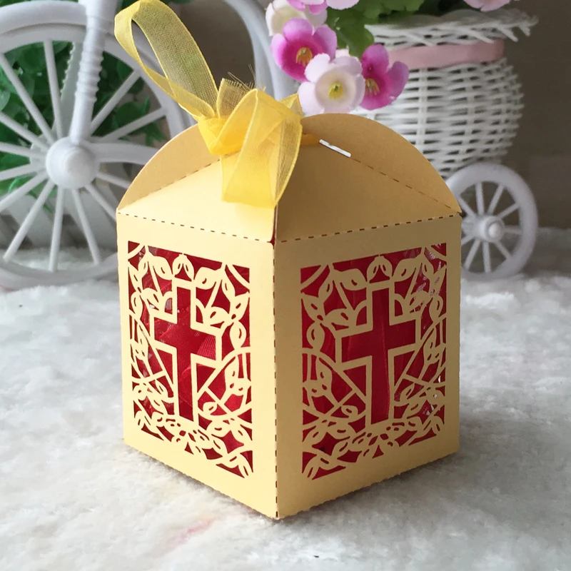 50 шт./лот Бесплатная печать лазерная резка 250 г перламутровая бумага Крещение для