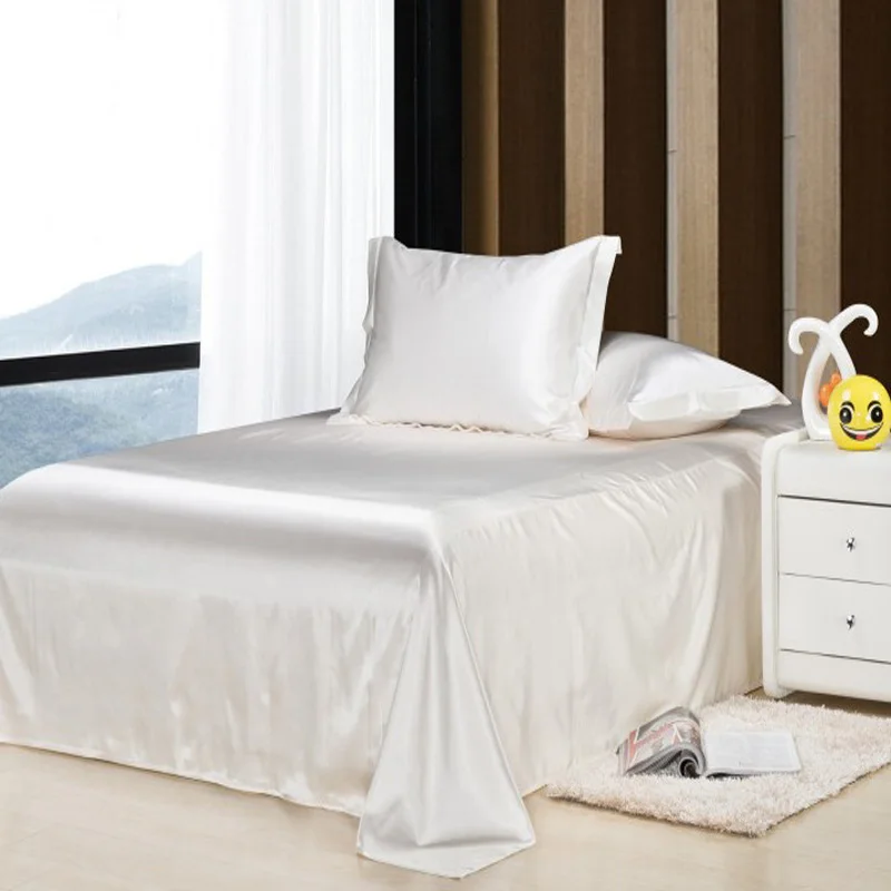 Economici 100% Raso Di Seta Biancheria Da Letto Set 3 Pz Lenzuolo Set Sabanas De Seda Seta Ropa De Cama, Lenzuola Tessili Per La Casa, Biancheria Da Letto Piatto Fogli