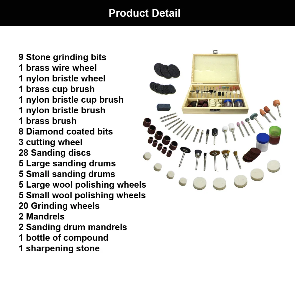 100pcs Multitool Universal Rotary Accessory Kit Drilling Sawing Sanding Grinding Polishing Power Tool Set For Dremel with Box |