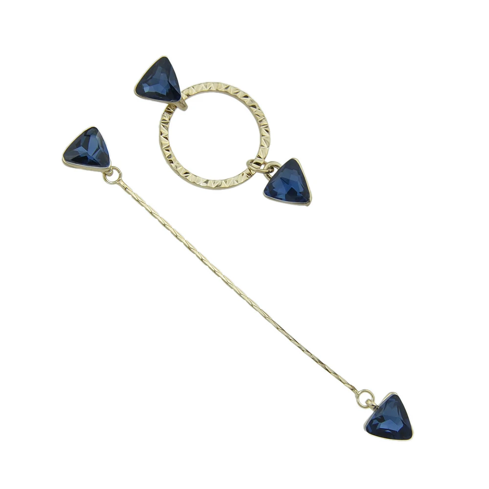 Boho Серьги серебро Цвет длинные цепи Асимметричный с голубой Треугольники со