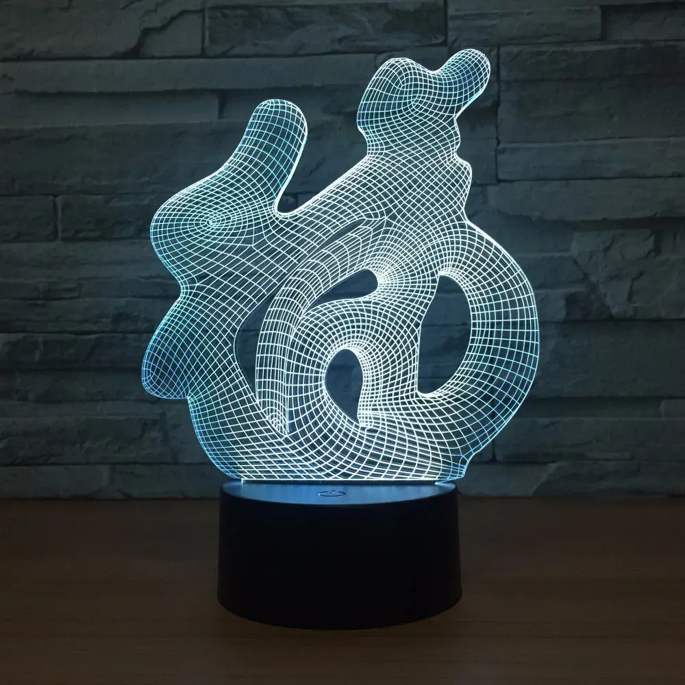 3D китайские иероглифы благословение ФУ USB визуальный светодиодный сенсорный
