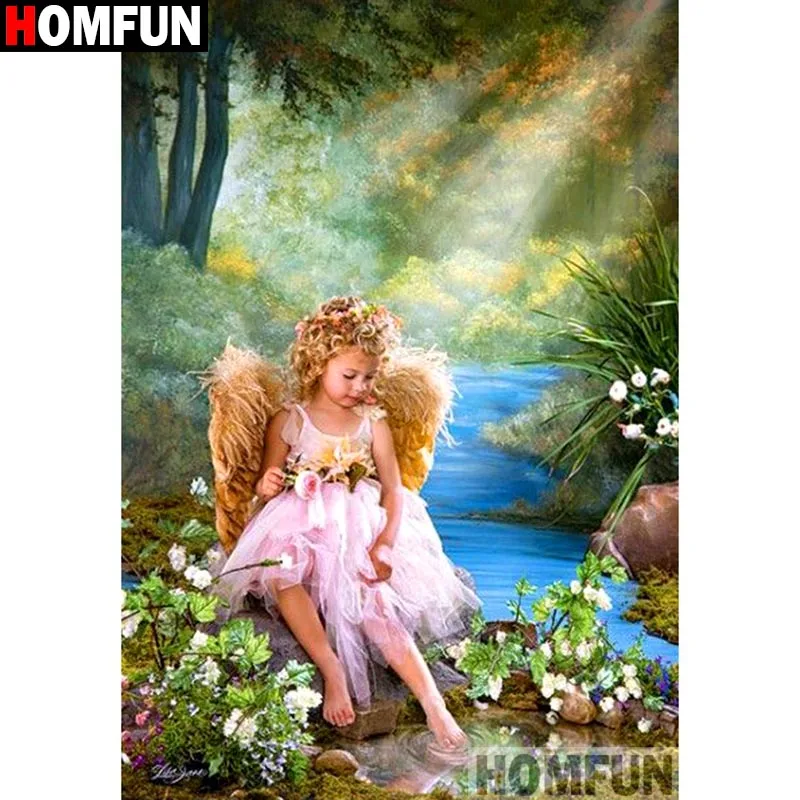 

Алмазная живопись HOMFUN A15455 «Девочка-крыло», вышивка крестиком из квадратных/круглых страз, домашний декор, подарок для «сделай сам»