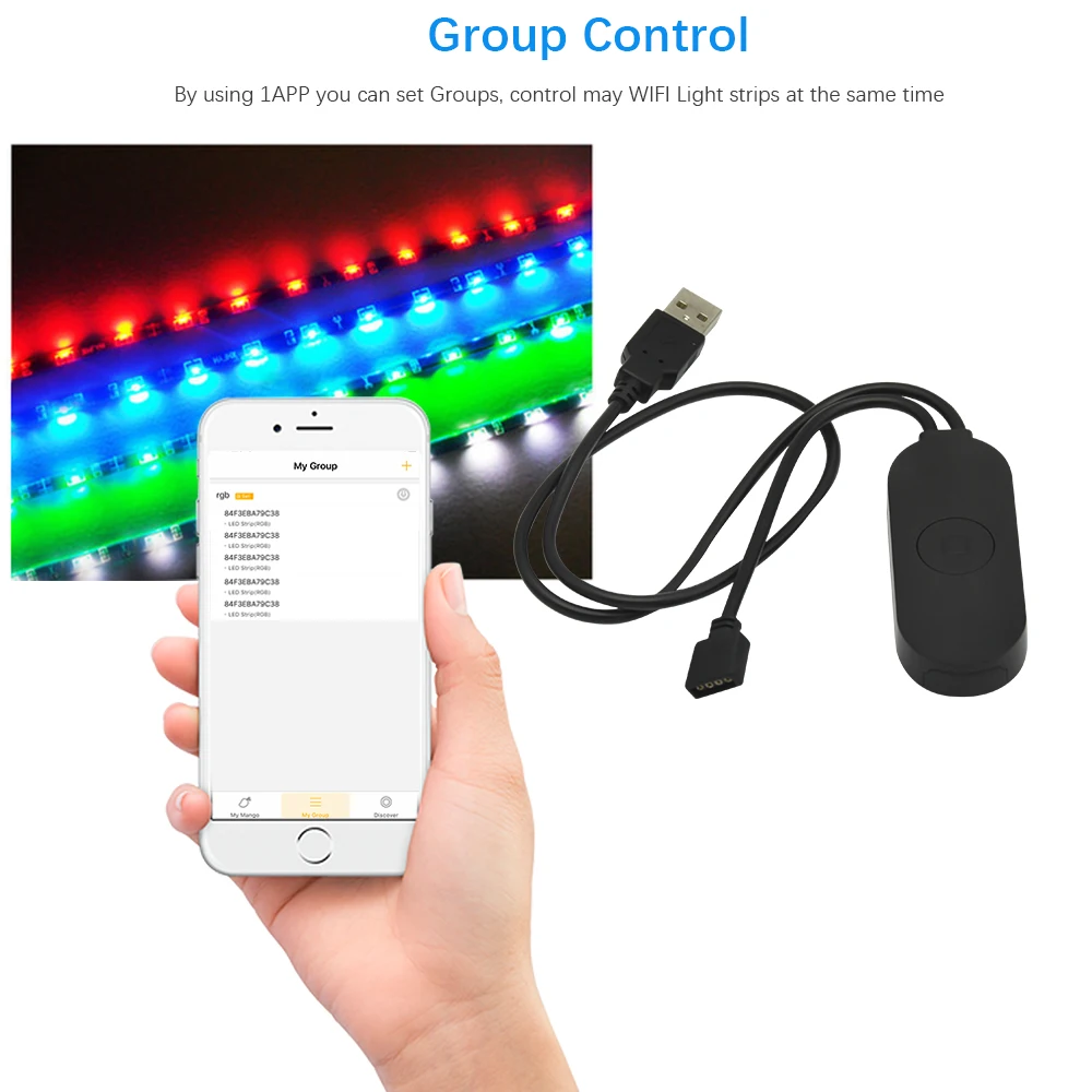 USB Wi-Fi светильник Светодиодная лента светильник s с регулируемой яркостью водонепроницаемый совместим с Amazon Alexa Smart wifi освещение с RGB светодиодный контроллер