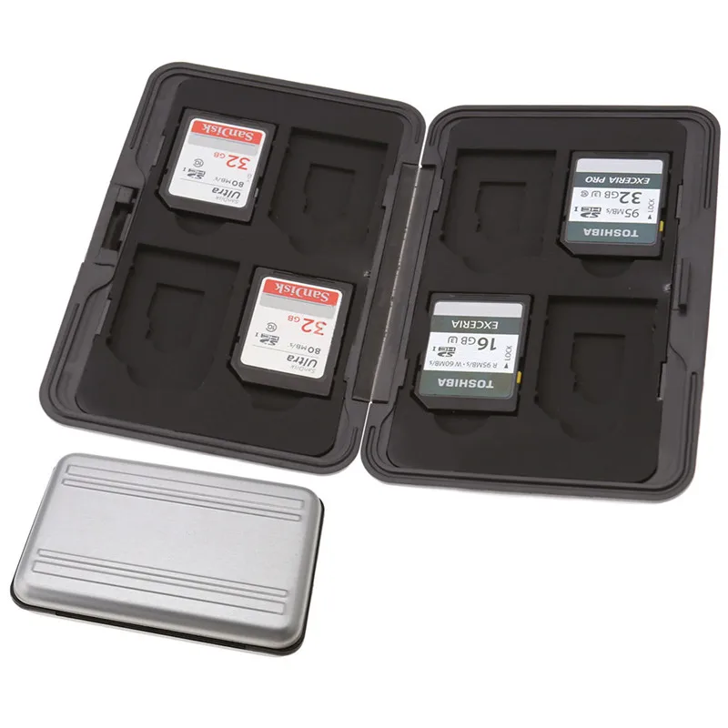 8 х держатель для карт памяти Жесткий Чехол черный алюминиевый чехол памяти|Чехлы