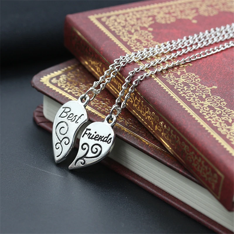 RONGQING разбитые части сердце с надписью лучшие Friend амулеты Дружба Ювелирные