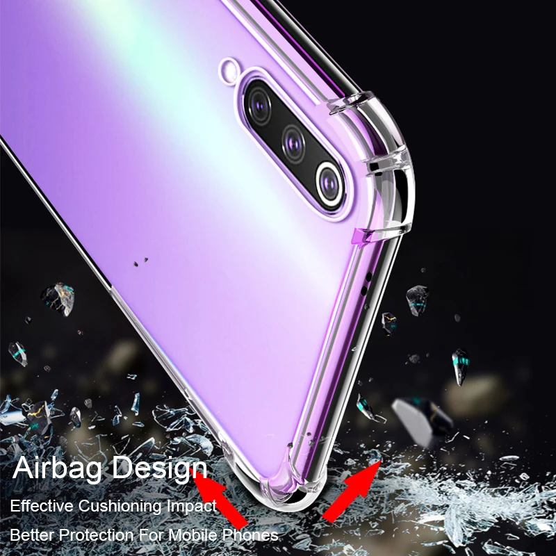 Супер Ударопрочный силиконовый чехол для Xiaomi Mi A2 Lite 8 9 Se прозрачный мягкий из ТПУ