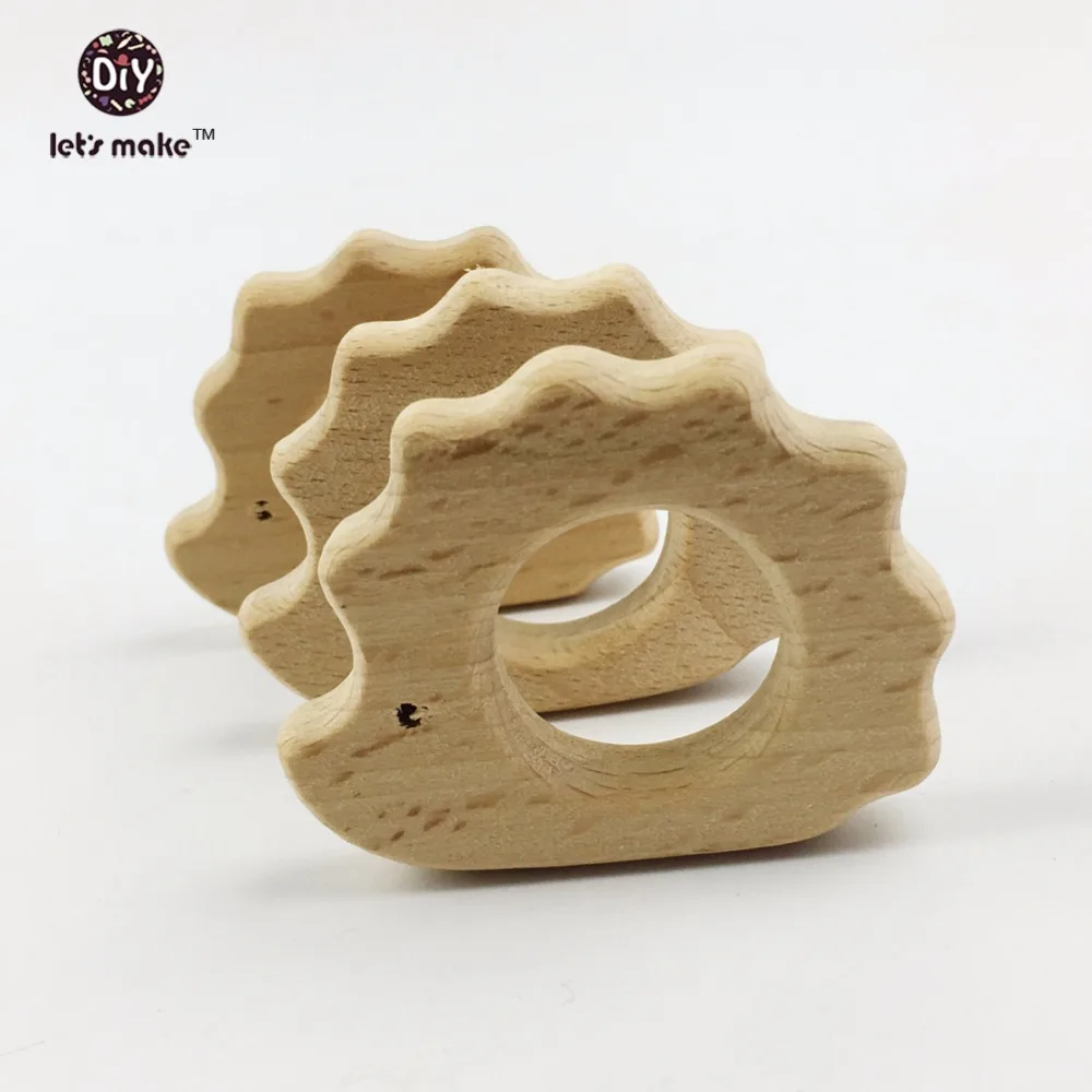 Let's make-mordedor ecol&oacute;gico para beb&eacute;, Animal de madera de haya, erizo/puercoespina, sonajero de dentici&oacute;n, juguetes inspirados en Montessori, 20 Uds.-0