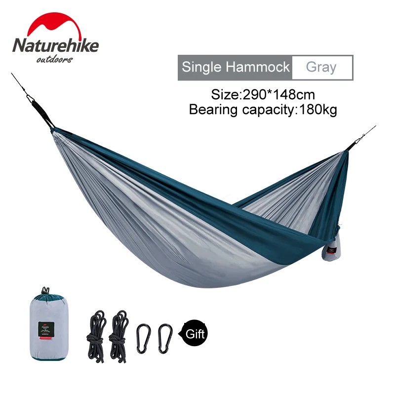 GrayS Naturehike Кемпинг Гамак Сверхлегкий портативный открытый гамак для отдыха 1-2 человек подвесной спальный кровать - Цвет: GrayS