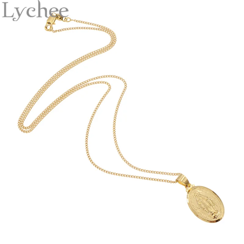 Личи Сплав Золото Серебро Цвет католическая религиозная Богиня Девы Марии кулон