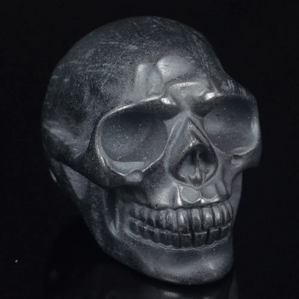 2 &quotнатуральный гематит черный череп резной камень чакра исцеление рейки фэн шуй