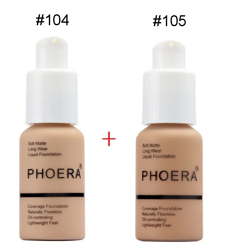 104-105 Phoera 2 шт./компл. жидкое покрытие Тональная основа для лица база крем ярче увлажняющий крем минеральная, полное покрытие, тональный макияж TSLM1 - Цвет: 104-105