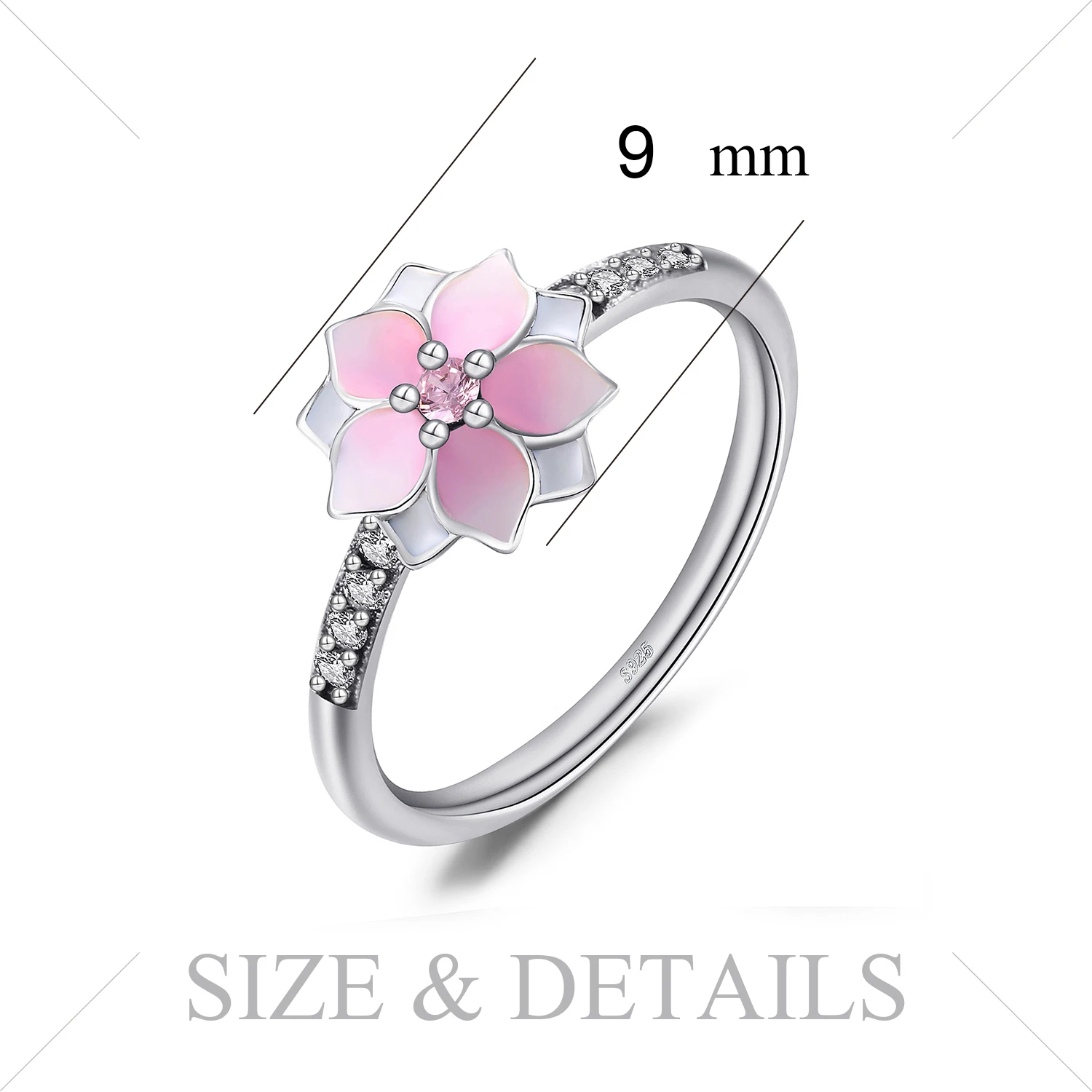 Jewelrypalace стерлингового серебра 925 Магнолия кубического циркония градиент розовый