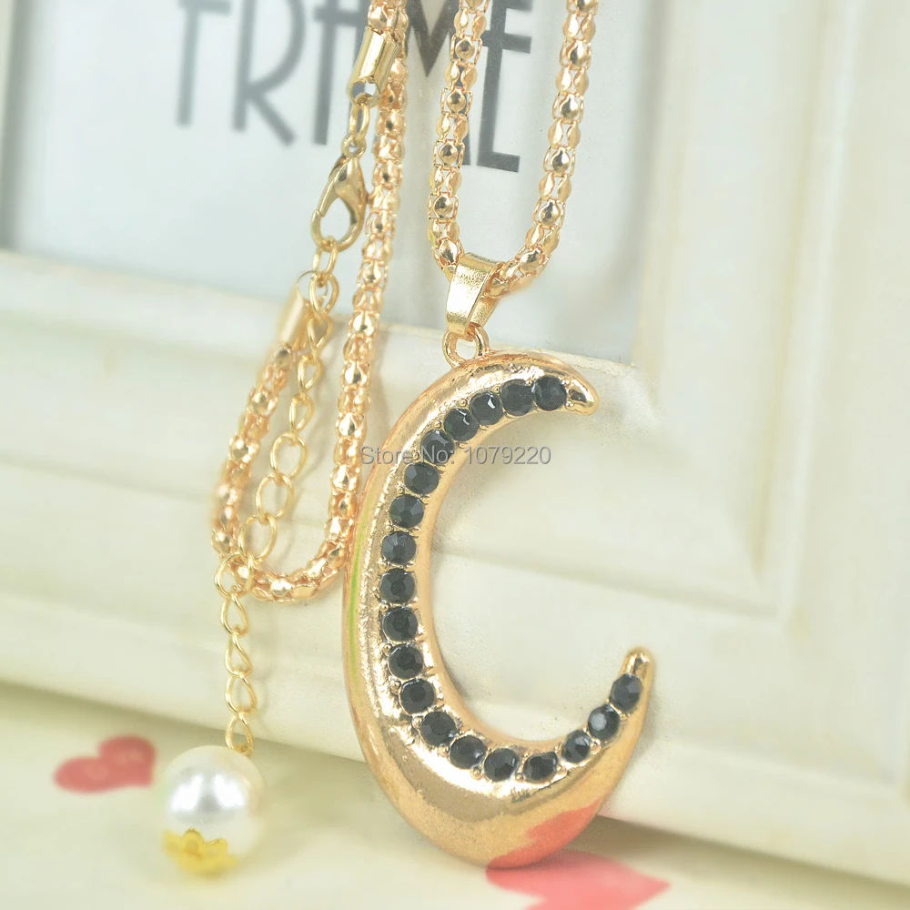 Луна свитер с бисером ожерелье женщин ювелирные изделия кристалл длинное