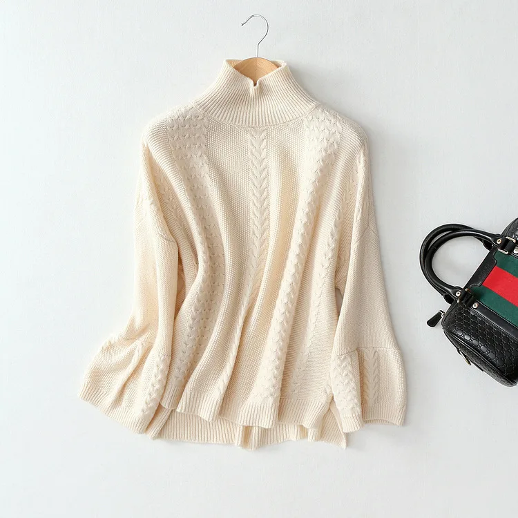 Для женщин негабаритных черепаха шеи шерсть Трикотажный пуловер свитер на