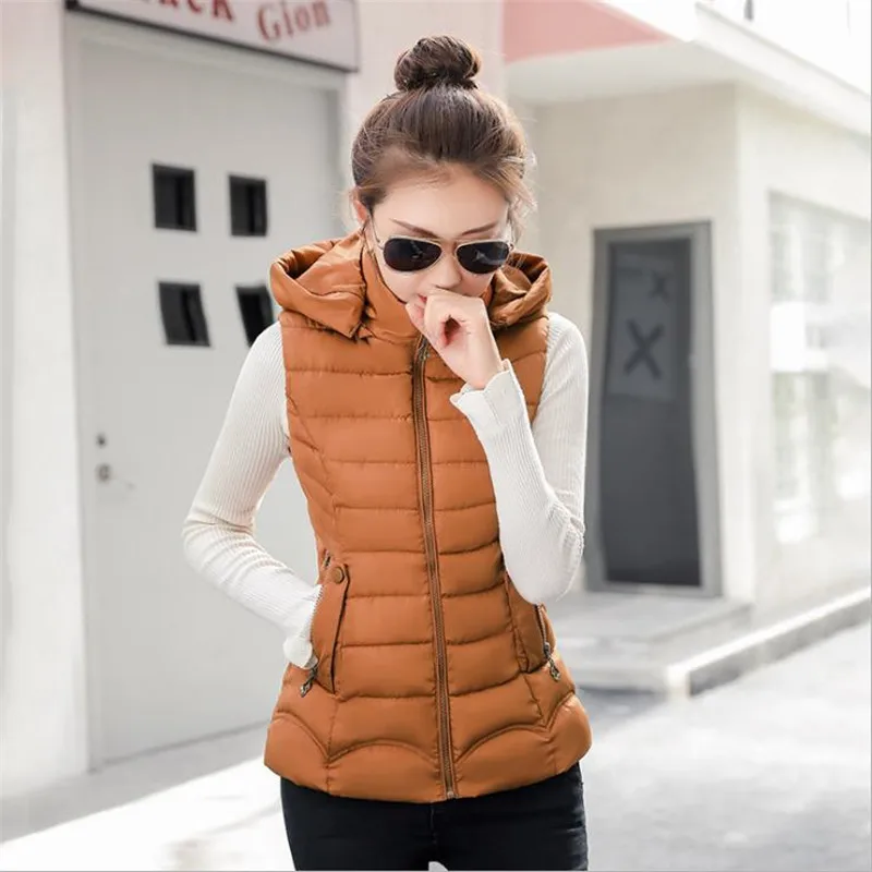Новинка 2019 зимняя куртка женский жилет с капюшоном хлопковая парка пальто тонкая