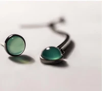 fashion black 925 sterling silver earrings for women silver s925 jewelry stud earrings green stone earing for female girls