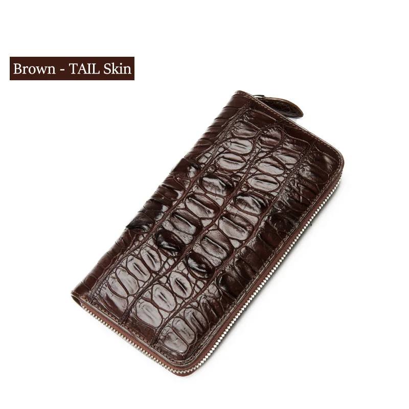 BROWN TAIL McParko мужской кошелек из натуральной кожи крокодила клатч кошелек аллигатора кожаный кошелек на молнии роскошный бренд минималистичный кошелек - Цвет: BROWN TAIL