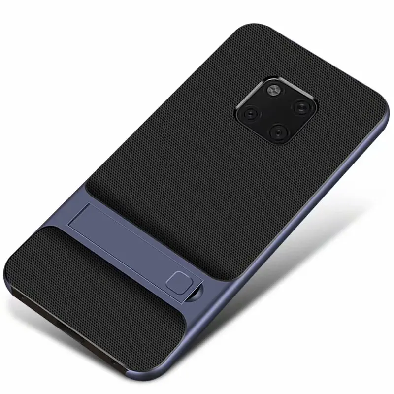 navy blue Для huawei mate 20 Pro Чехол роскошный мягкий силикон+ PC с подставкой гибридный защитный чехол на заднюю панель для huawei mate 20 20pro mate 20 - Цвет: navy blue