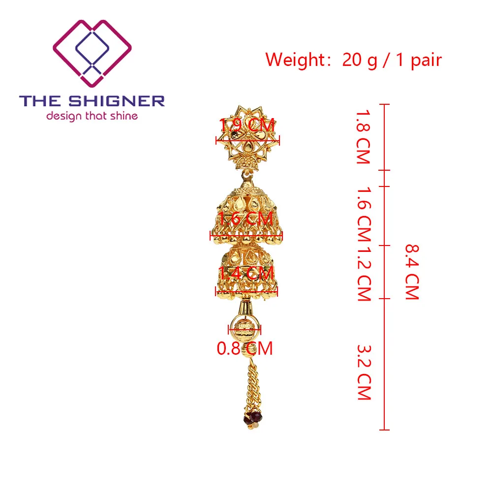 THE SHIGNER этнические индийские Золотые птичья клетка Jhumka Jhumki серьги с кисточками дубайские классические племенные традиционные висячие серьги ювелирные изделия