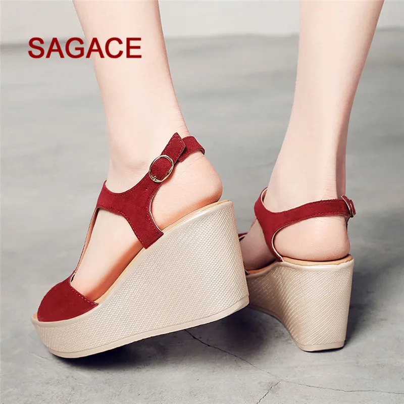 SAGACE/ г.; женские нескользящие Босоножки на платформе с открытым носком на высоком каблуке; сандалии с пряжкой на ремешке