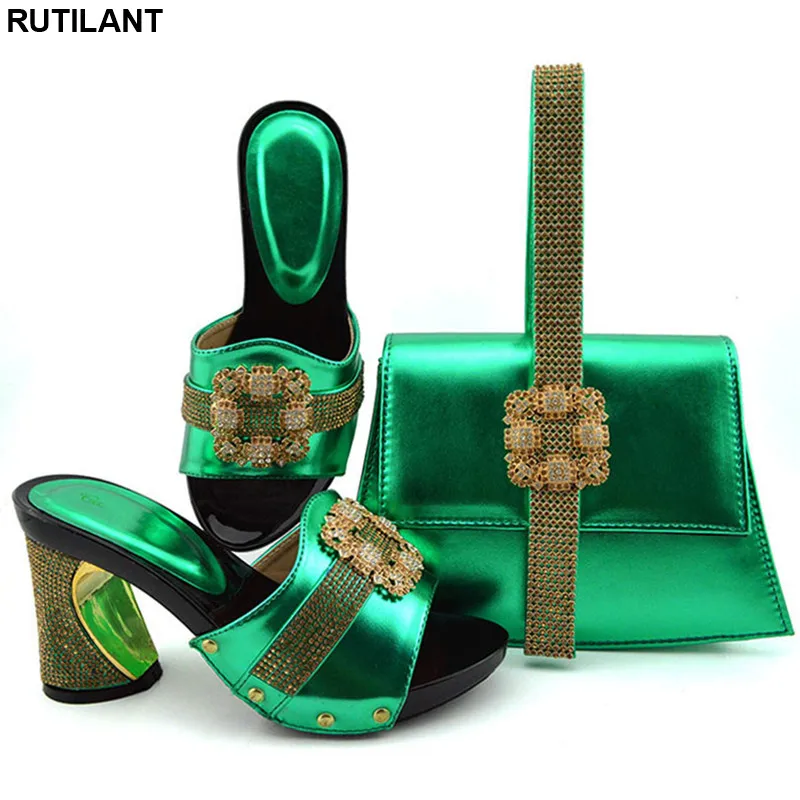 Latest Summer High Heeled Shoes for Women Italian Shoe and Bag Set Party In Nigerian Pumps with Purse | Обувь