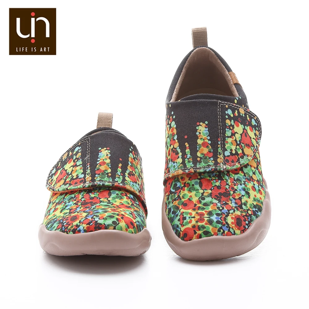 

UIN Sagrada Familia Design Painted Canvas Shoes for Big Kids Easy Hook & Loop Soft Casual Sneakers Girls/Boys