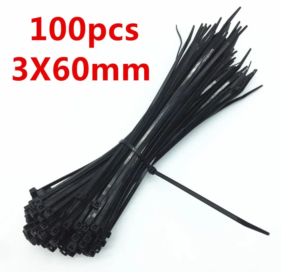 100 шт. 3X60/80/100/120/150/200 мм белый черный молоко кабель провод кабельные стяжки самоблокирующиеся Нейлоновые кабельные стяжки - Цвет: 3 x 60mm