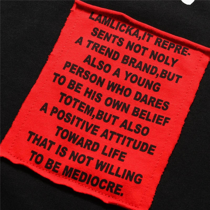 Футболка с напечатанной надписью в стиле хип хоп Мужская футболка нашивками