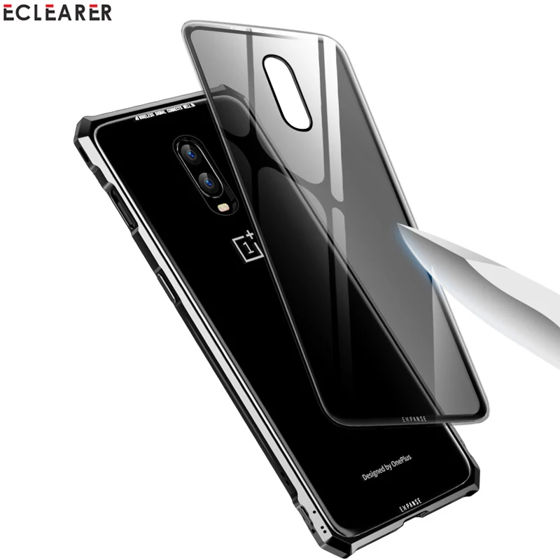 Чехол для OnePlus 6T One Plus 6T премиум-класса, алюминиевый металлический чехол в форме бриллианта для OnePlus 6T 9 H, прозрачная задняя крышка из закаленного стекла
