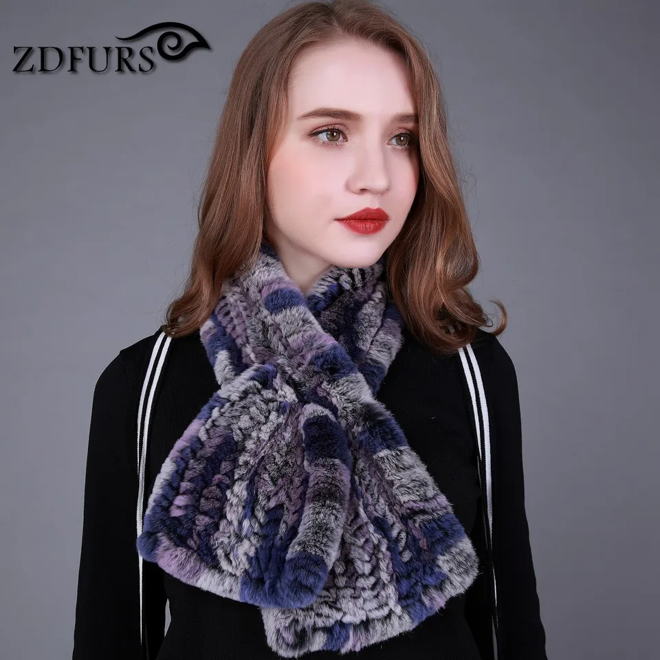 ZDFURS* Высокое качество, модные женские вязаные шарфы из меха кролика Рекс, натуральный меховой шейный платок, зимние меховые накидки, шарф рыбий хвост