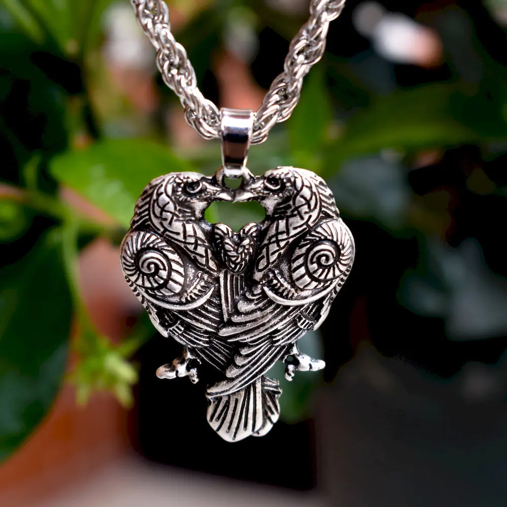 SanLan norse talisman Одина Воронов два ворона Huginn и Muninn кулон пара celtics ожерелье с вороной