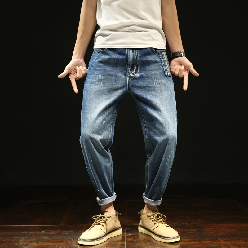Шаровары джинсы мужские шаровары большие размеры Свободные повседневные штаны
