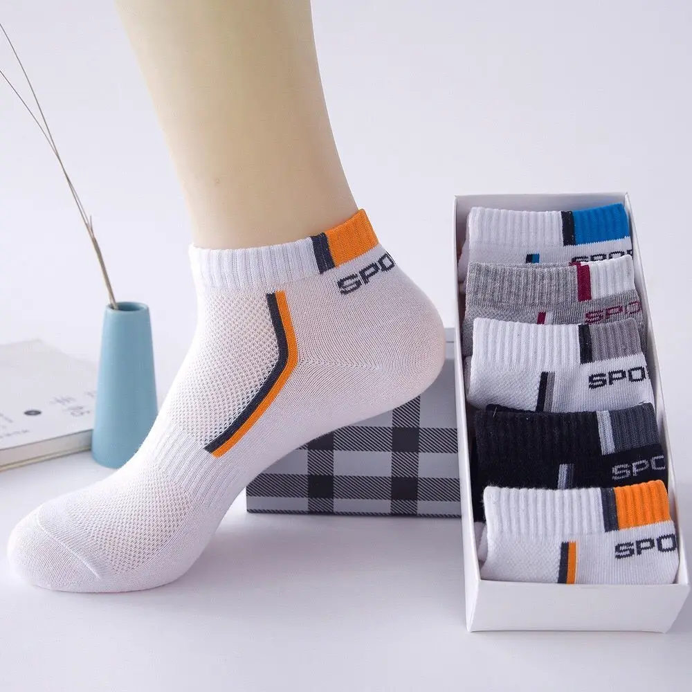 Socks 10 шт. = 5 пар, мужские короткие Дышащие носки, низкие невидимые носки-башмачки, тапочки, удобные модные мужские носки по щиколотку - Цвет: Socks