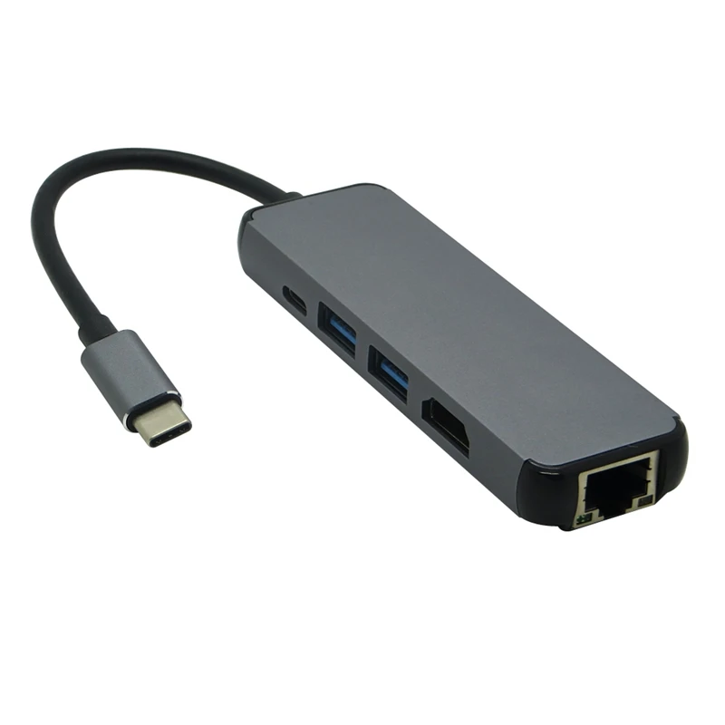 5 в 1 USB 3 USB-C Type C концентратор с HDMI 4K HD 1000M Rj45 Lan адаптер 0 PD зарядный для Macbook Pro |