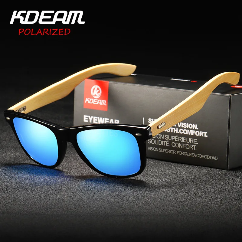 Поляризованных солнцезащитных очков Для мужчин KDEAM Лидирующий бренд бамбуковые