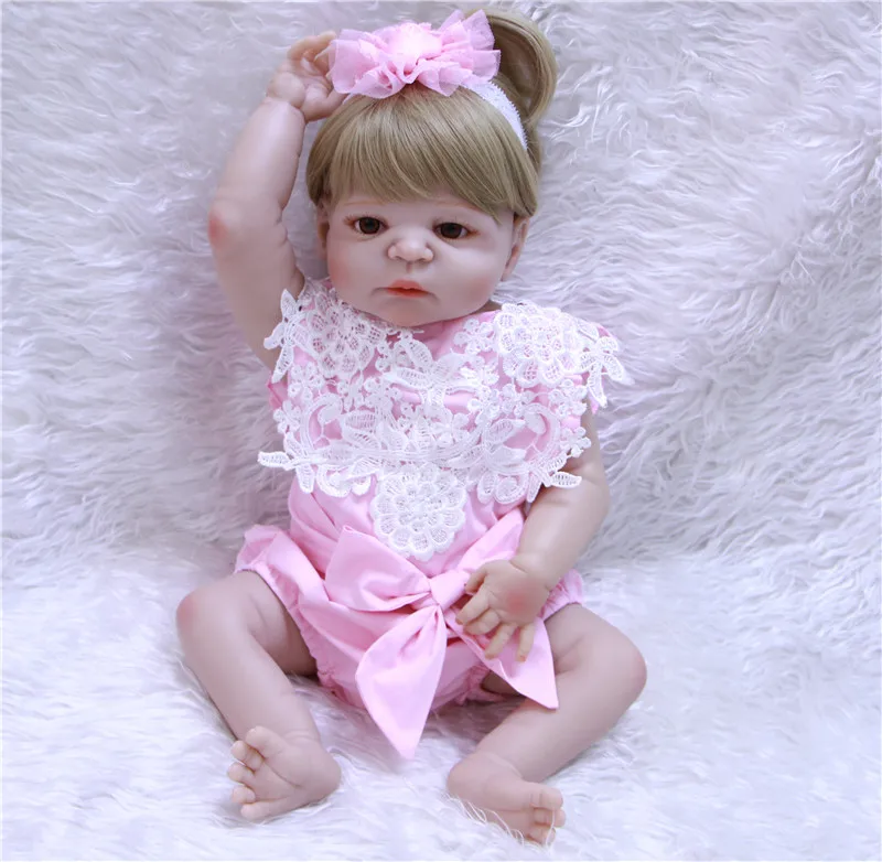 Настоящие светлые волосы для девочек bebe полностью силиконовые куклы reborn 22 &quot55 см